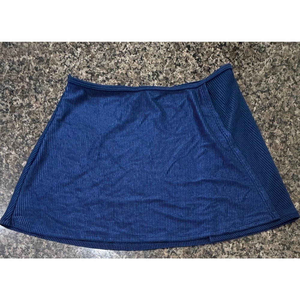 Catalina Womens Navy Blue Ribbed Swim Skirt Wrap Front Size Large B34 - Picture 1 of 7